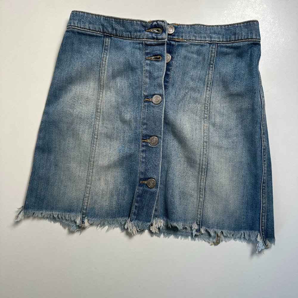 IRO Jeans Distressed Button Front Denim Skirt sz small